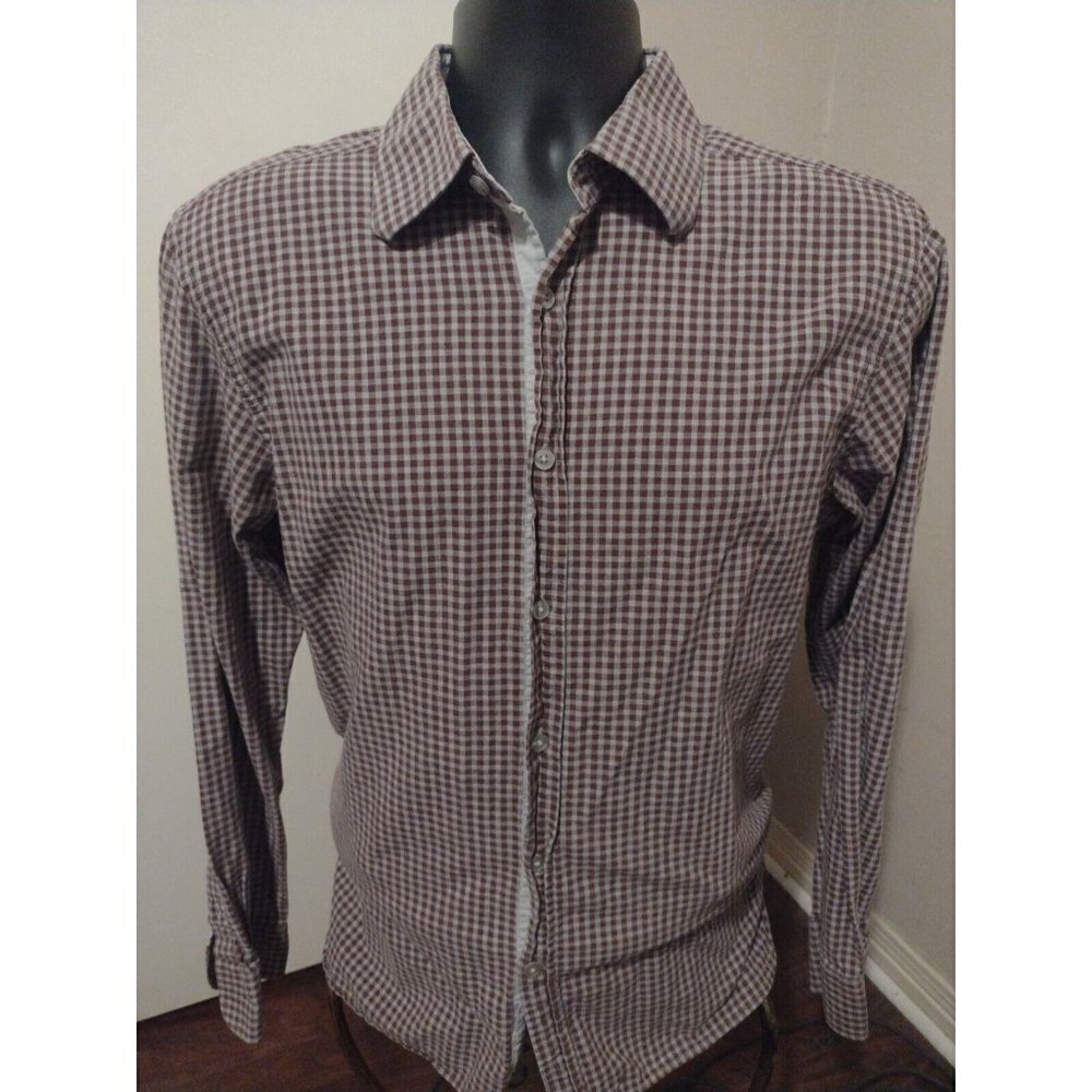 Hickey Freeman Shirt Men’s Large L Cotton Button Down Long Sleeve Red Gray - Picture 1 of 12